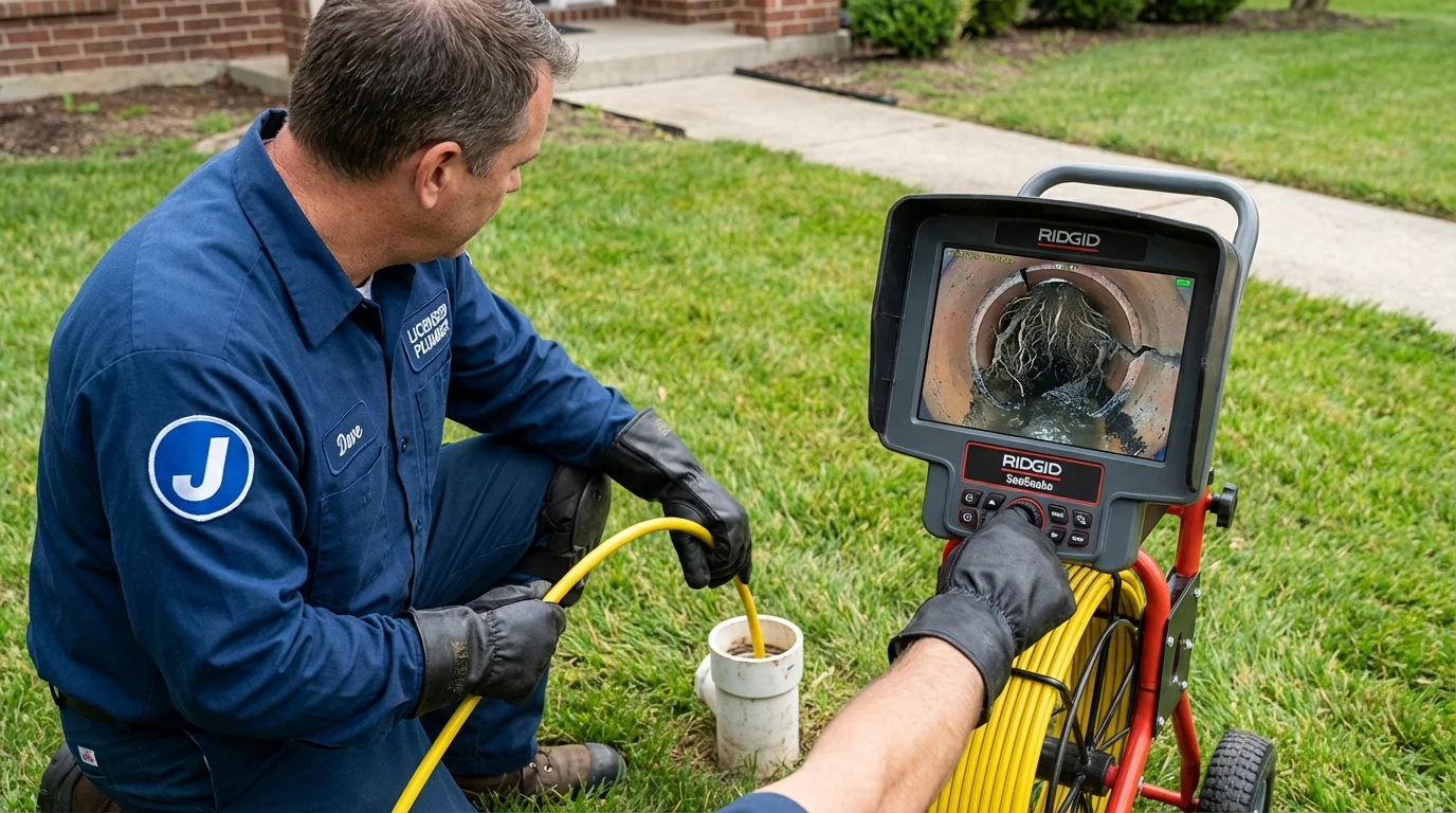 Sewer camera inspection being performed by Johns Plumbing LLC in Frenchtown